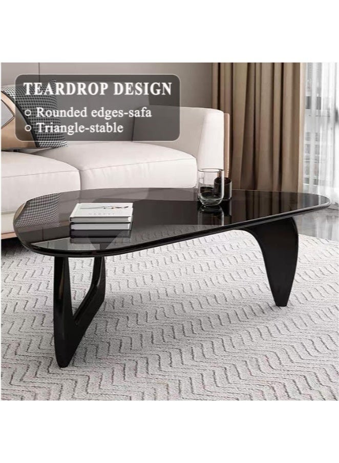 WALALLA Modern Glass Coffee Table for Living Room, Small mid Century Modern Coffee Table, Sleek Coffee Tables, Suitable for Bedroom Living Room Reception Office Tables,Black/Grey 83*57*40cm - Image 5